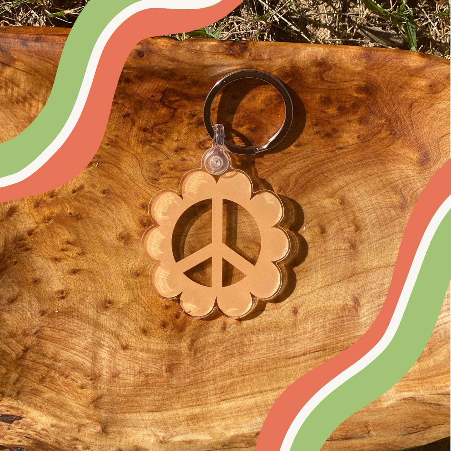 Peace flower acrylic keychain/sticker combo