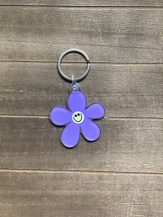 Smiley Face Flower Keychain